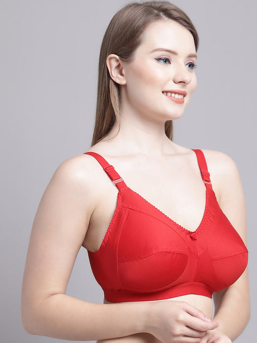 Women Red Non-Padded Cotton lycra Regular Bra