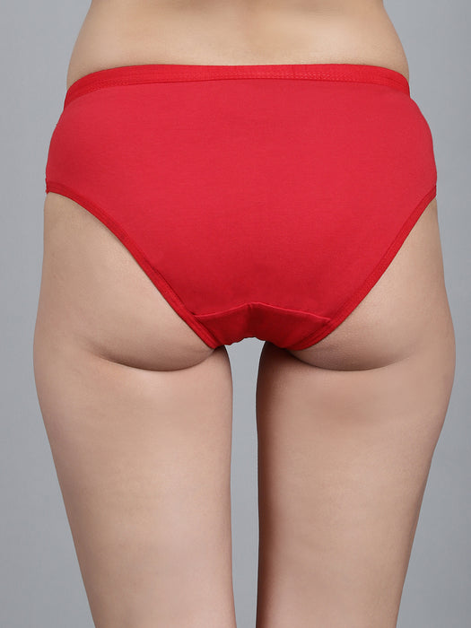 Women Red Regular Cotton Lycra Solid Panty