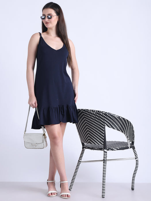 Women Navy Blue cotton Nightdress