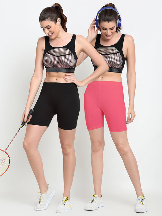 Women Black Gajri Four way super commed lycra Cycling Shorts