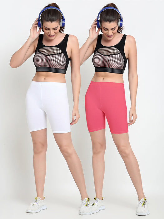 Women White Gajri Four way super commed lycra Cycling Shorts