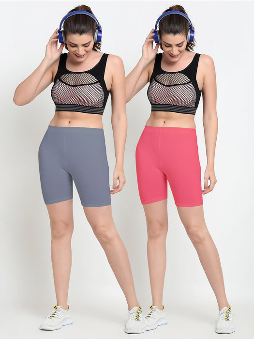 Women Grey Gajri Four way super commed lycra Cycling Shorts
