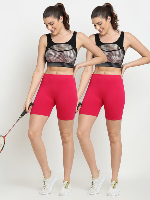 Women Pink Four way super commed lycra Cycling Shorts