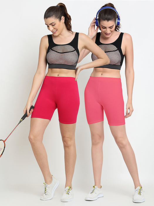 Women Pink Gajri Four way super commed lycra Cycling Shorts