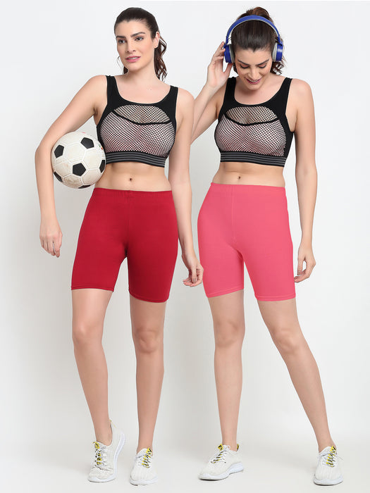 Women Maroon Gajri Four way super commed lycra Cycling Shorts