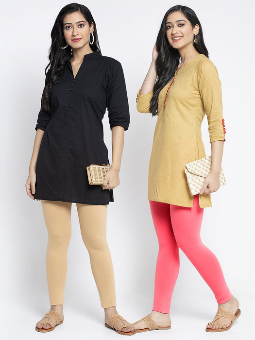 Women Skin Peach Super Combed Cotton Lycra Legging