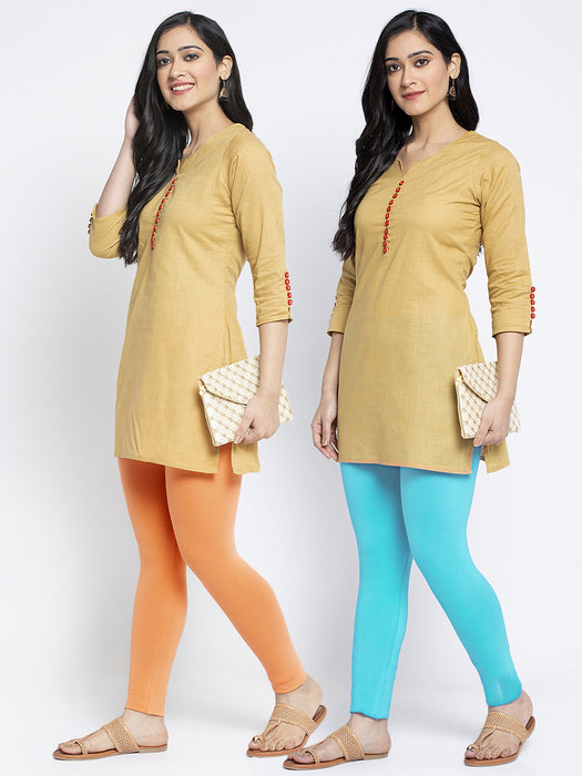 Women Gajri Aqua Super Combed Cotton Lycra Legging