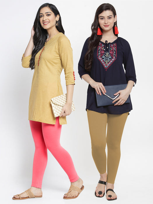 Women Peach Dark Skin Super Combed Cotton Lycra Legging
