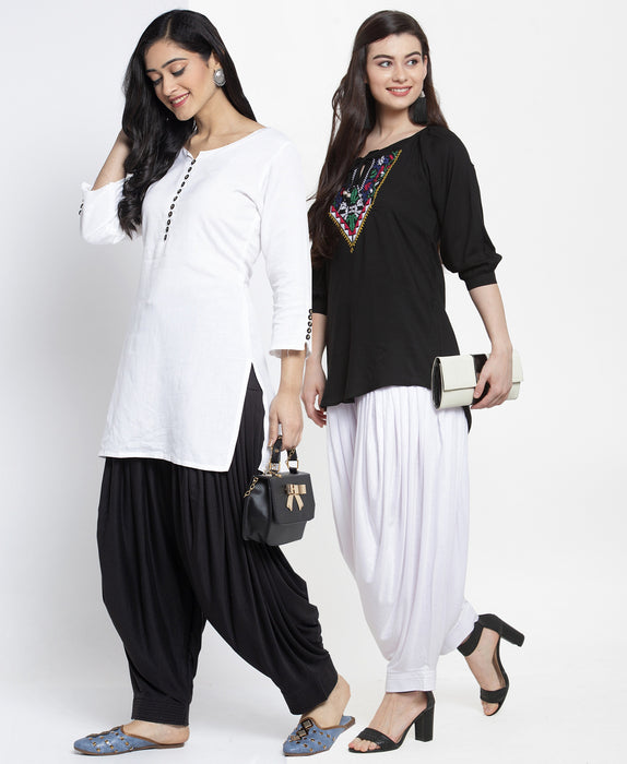 Women Black White Modern Lycra Patiyala salwar