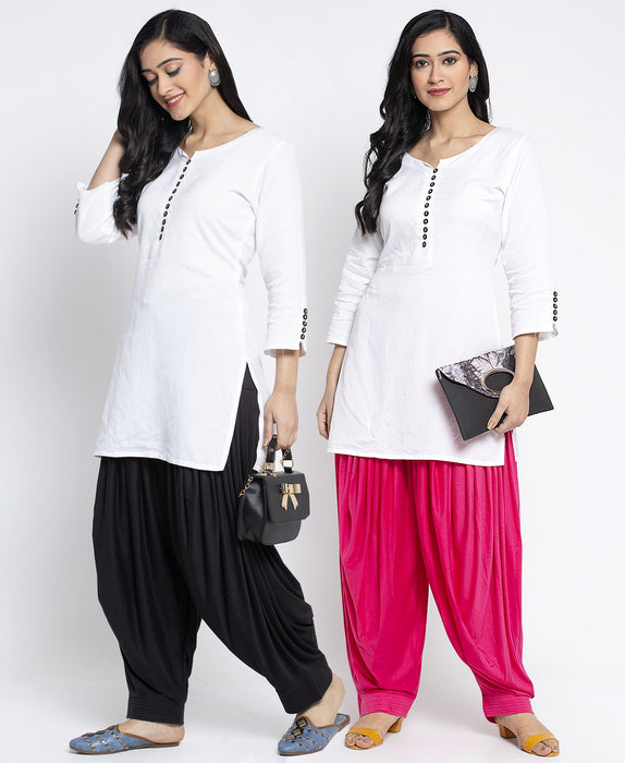 Women Black Pink Modern Lycra Patiyala salwar