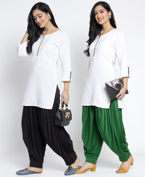 Women Black Green Modern Lycra Patiyala salwar