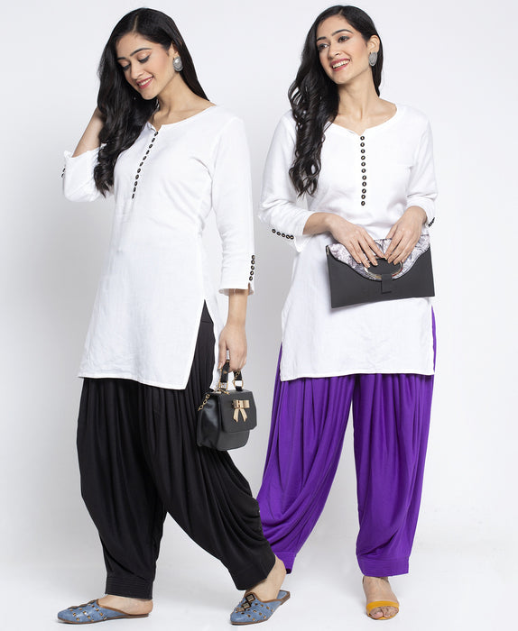 Women Black Purple Modern Lycra Patiyala salwar