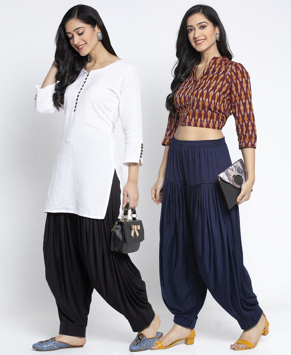 Women Black Navy Modern Lycra Patiyala salwar