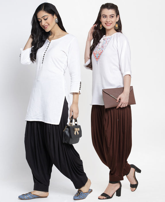 Women Black Brown Modern Lycra Patiyala salwar
