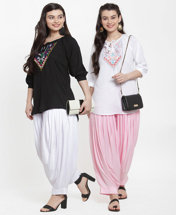 Women White Light Pink Modern Lycra Patiyala salwar