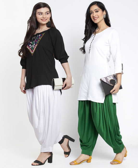 Women White Green Modern Lycra Patiyala salwar
