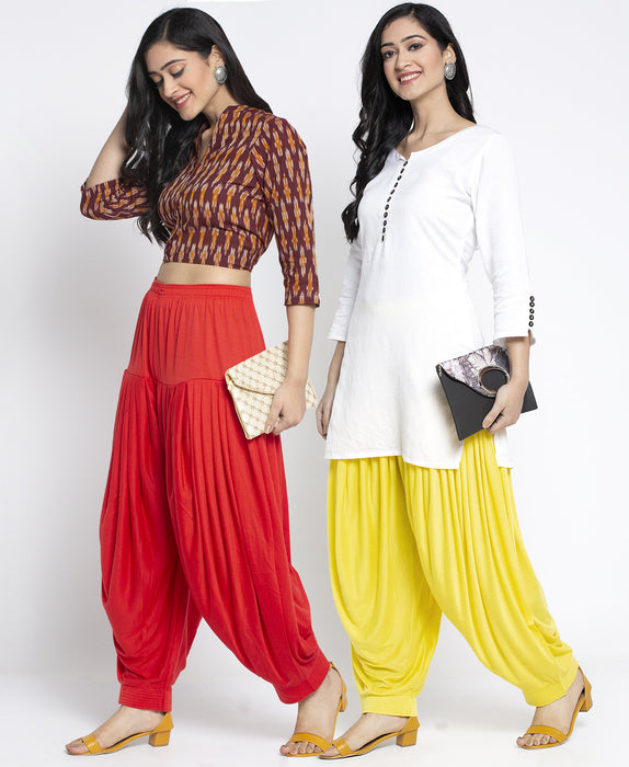 Women Red Lemon Modern Lycra Patiyala salwar