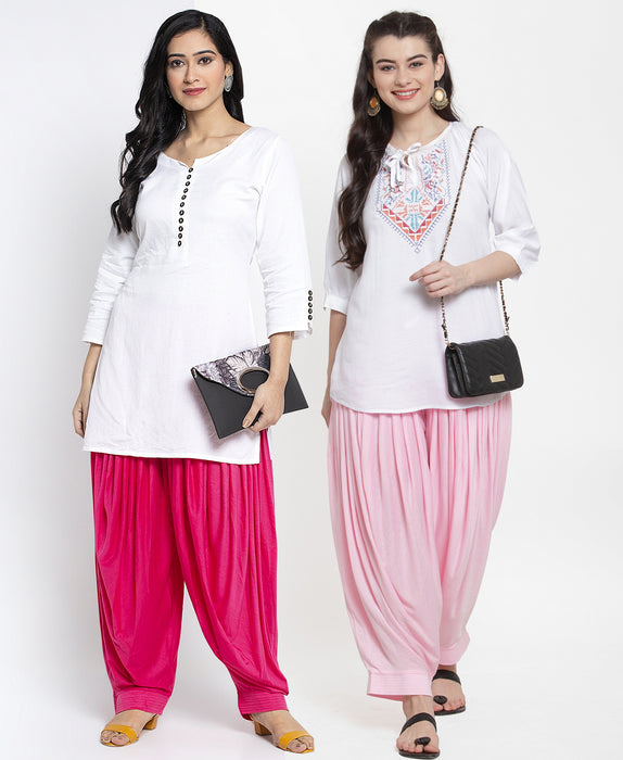 Women Pink Light Pink Modern Lycra Patiyala salwar