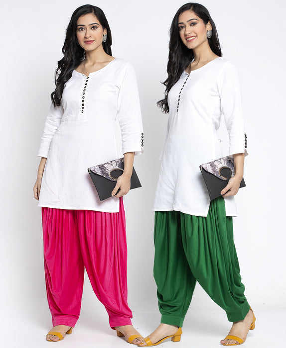 Women Pink Green Modern Lycra Patiyala salwar