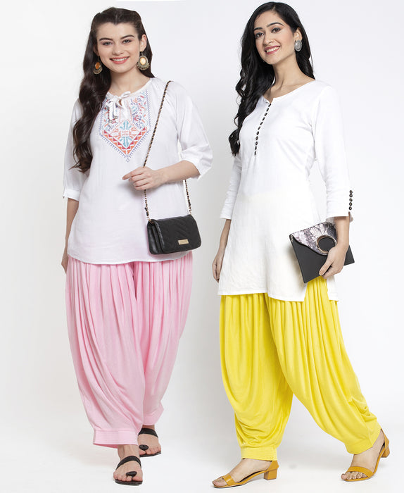 Women Light Pink Lemon Modern Lycra Patiyala salwar