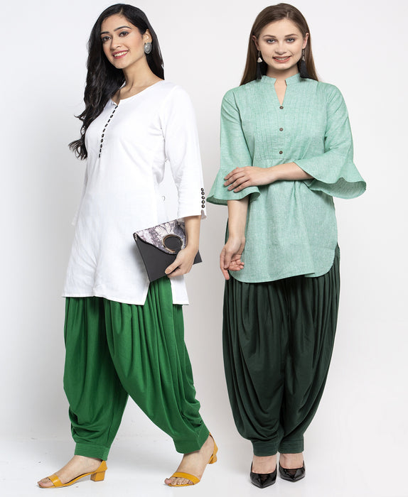 Women Green Parrot Green Modern Lycra Patiyala salwar