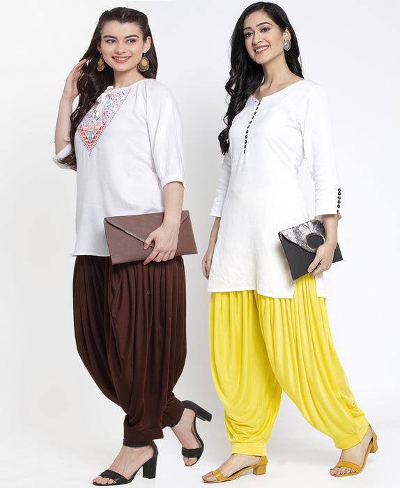 Women Brown Lemon Modern Lycra Patiyala salwar