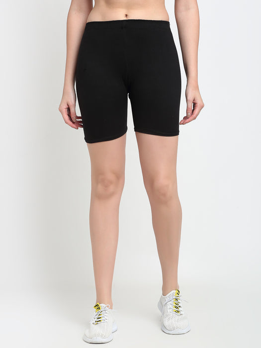 Women Black Four way Super Commed lycra Cycling Shorts