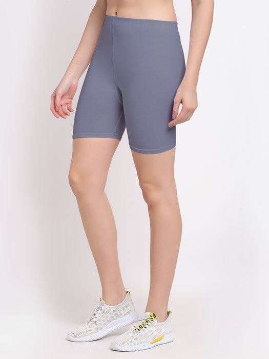 Women Grey Four way Super Commed lycra Cycling Shorts