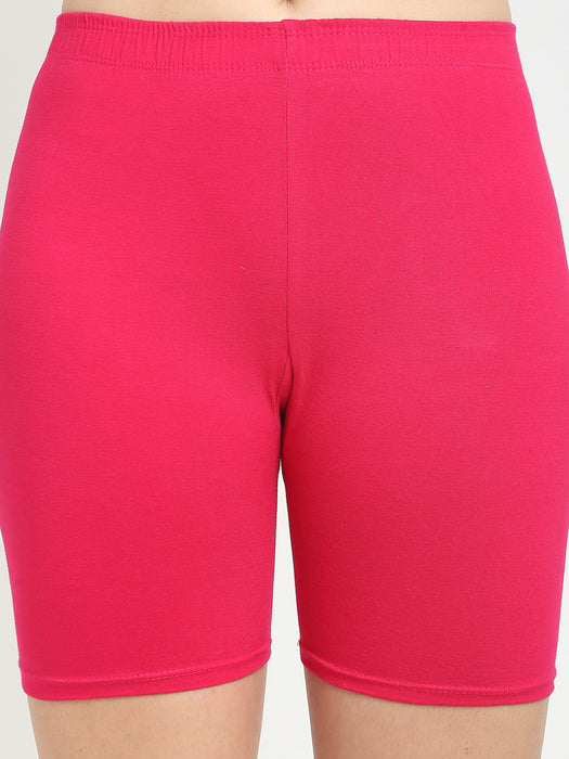 Women Pink Maroon Four way super commed lycra Cycling Shorts