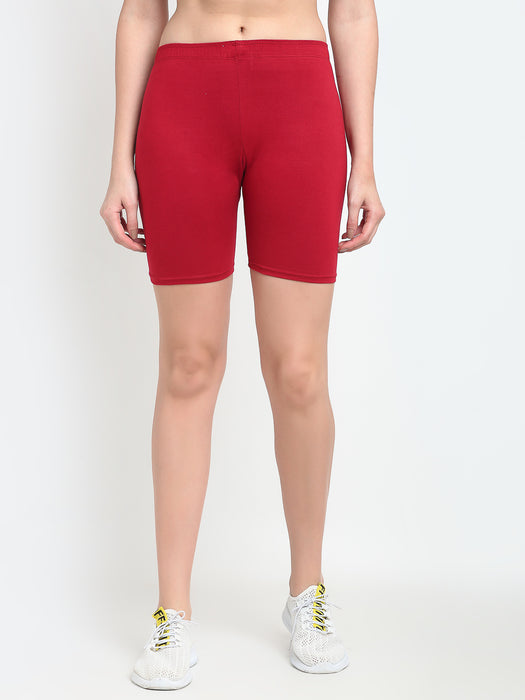 Women Maroon Brown Four way super commed lycra Cycling Shorts