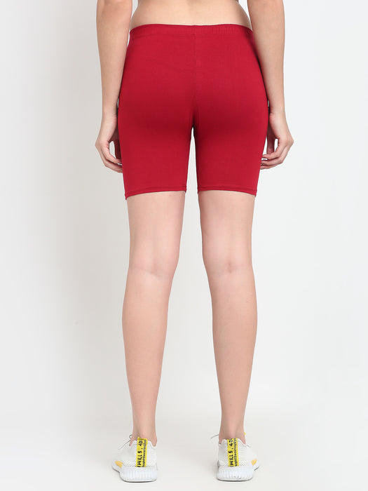 Women Maroon Navy Four way super commed lycra Cycling Shorts