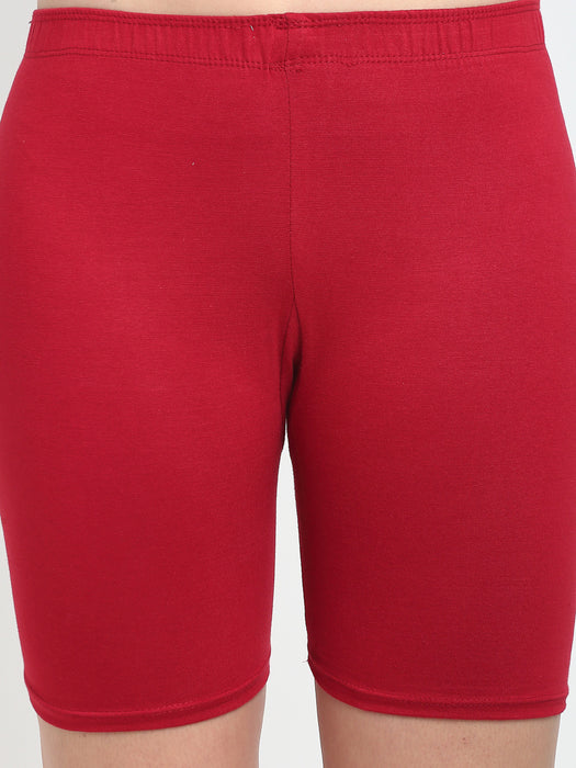 Women Maroon Navy Four way super commed lycra Cycling Shorts