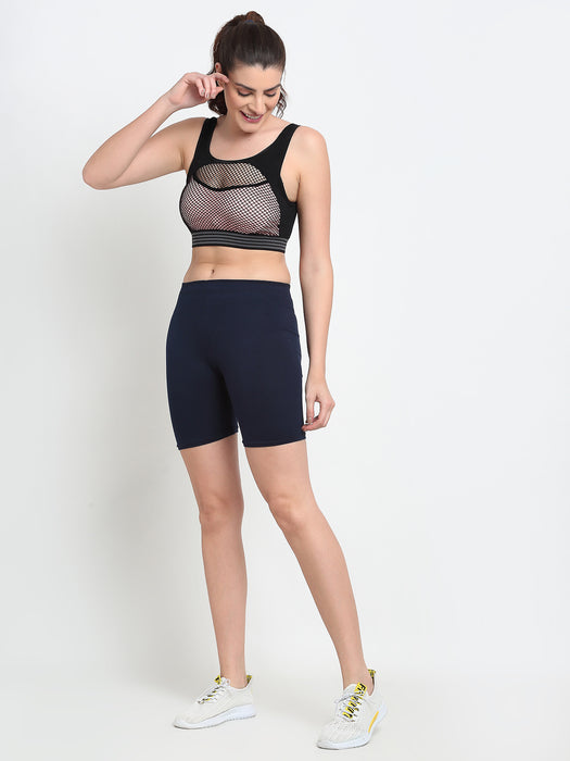 Women Maroon Navy Four way super commed lycra Cycling Shorts