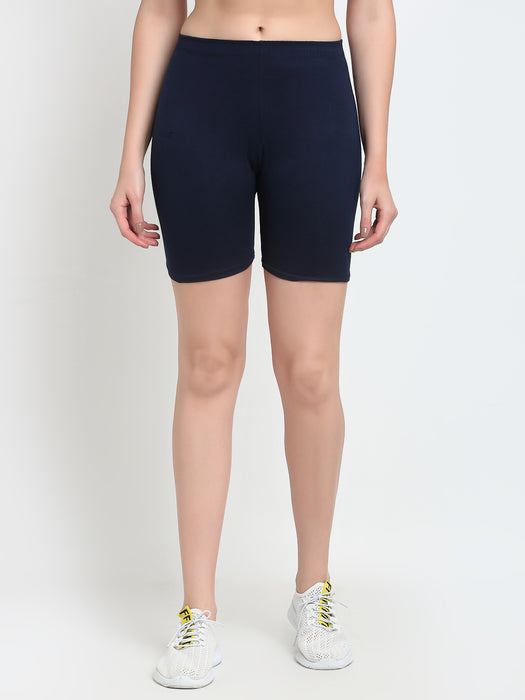 Women Grey Navy Four way super commed lycra Cycling Shorts