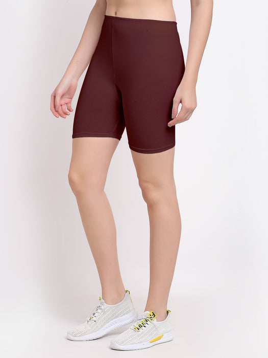 Women Grey Brown Four way super commed lycra Cycling Shorts