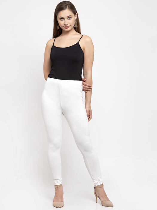 Women White Super combod Cotton Lycra Legging