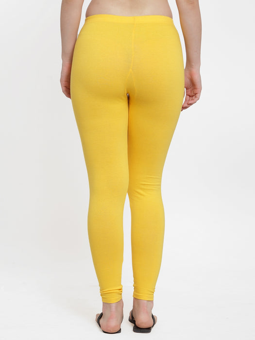 Women Yellow Sea Green Super Combed Cotton Lycra Legging