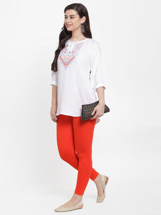 Women Orange Super combod Cotton Lycra Legging