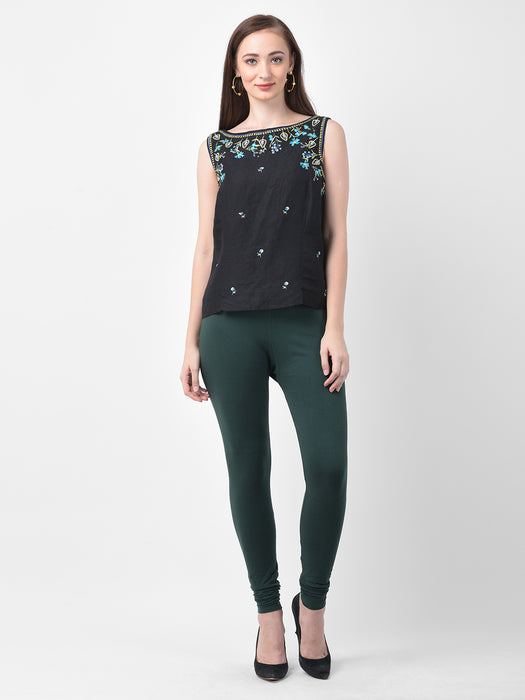 Women Bottle Green Super combod Cotton Lycra Legging