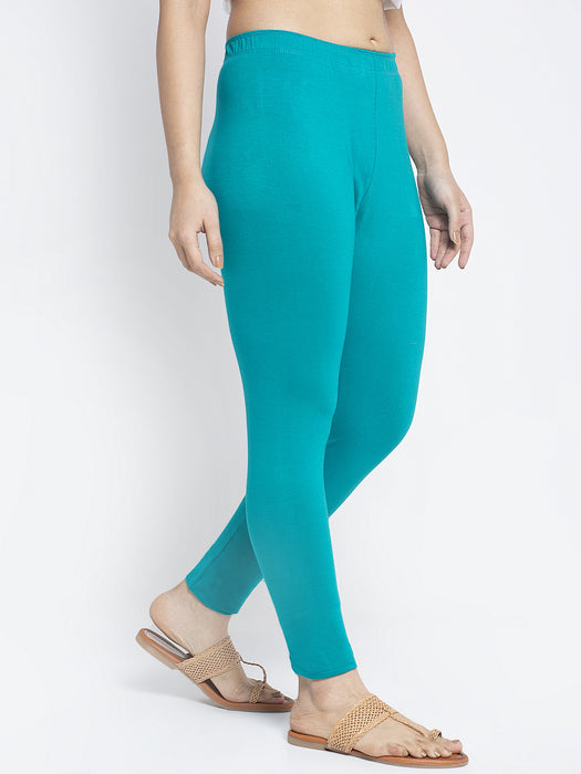 Women Gajri Light Blue Super Combed Cotton Lycra Legging