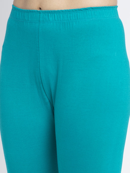 Women Gajri Light Blue Super Combed Cotton Lycra Legging