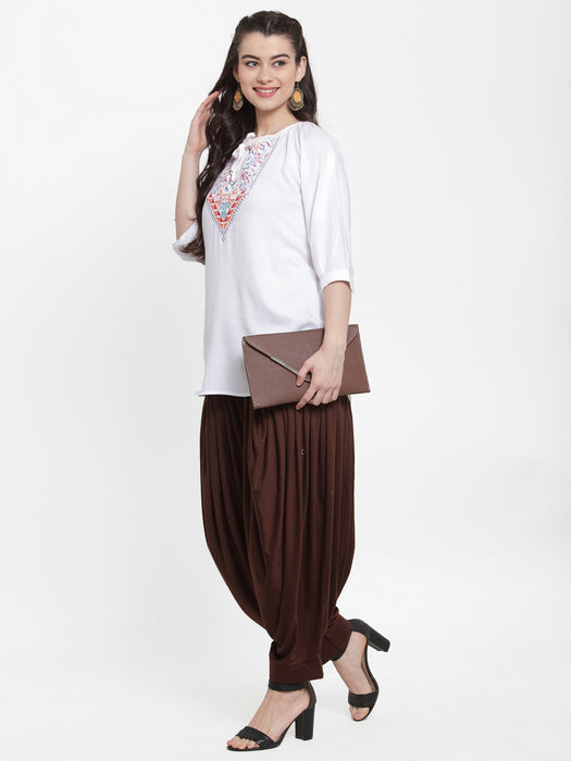 Women Brown Modern Lycra Patiyala salwar