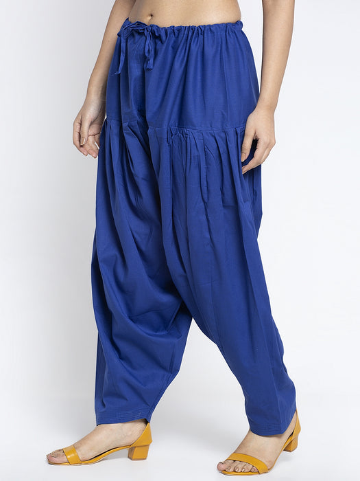 Women Blue Cotton Solid Cotton Salwar