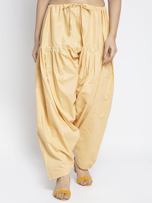 Women Beige Cotton Solid Cotton Salwar