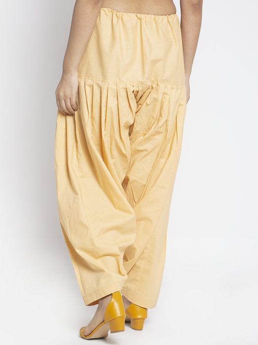 Women Beige Cotton Solid Cotton Salwar