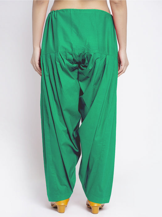 Women Green Solid Cotton Salwar