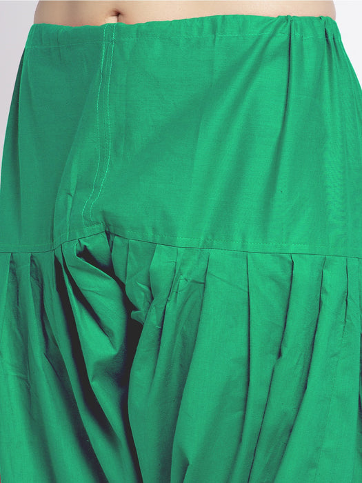 Women Green Solid Cotton Salwar