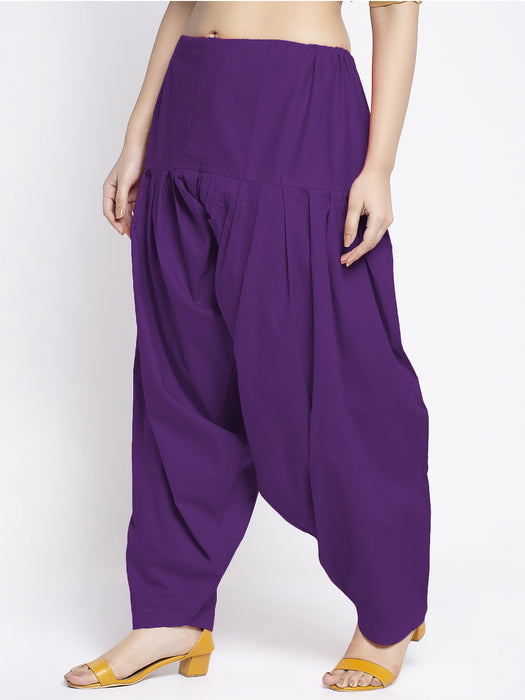 Women Purple Solid Cotton Salwar
