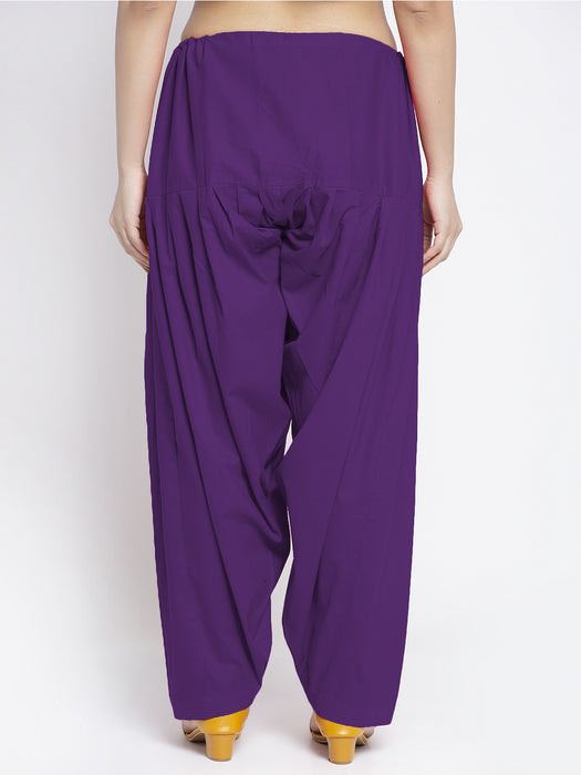 Women Purple Solid Cotton Salwar