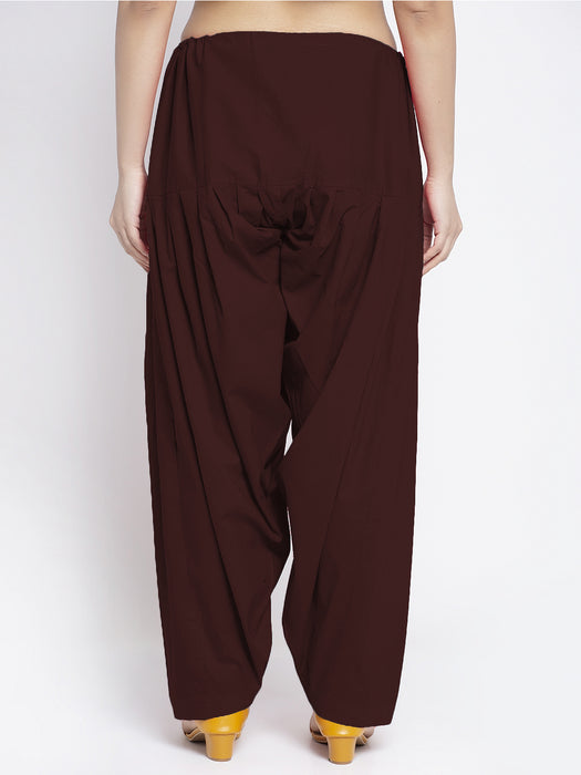 Women Brown Solid Cotton Salwar